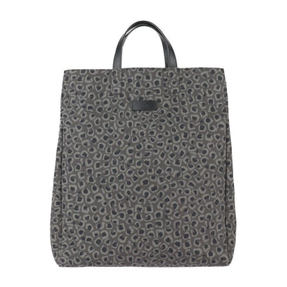 Gucci Shopping Bag Tote Canvas Leather Grayish Black Leopard Pattern