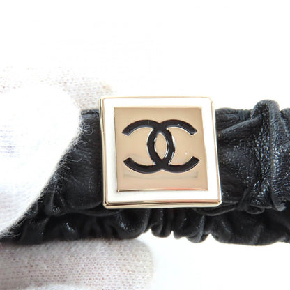 Chanel CC Logo Lambskin Hair Tie Scrunchie Black Gold — view 5