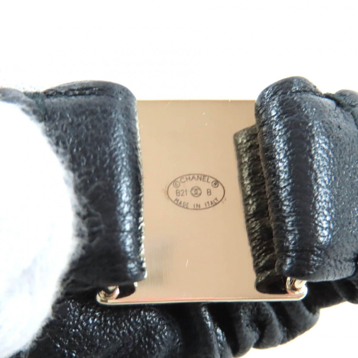 Chanel CC Logo Lambskin Hair Tie Scrunchie Black Gold — view 6