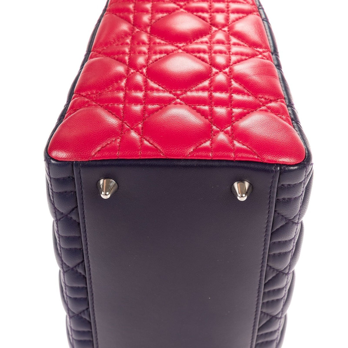 Dior Navy Blue Cannage Quilt Handbag — view 7