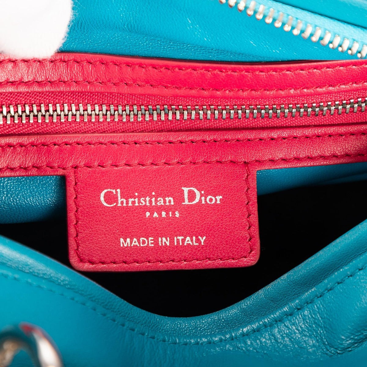 Dior Navy Blue Cannage Quilt Handbag — view 10