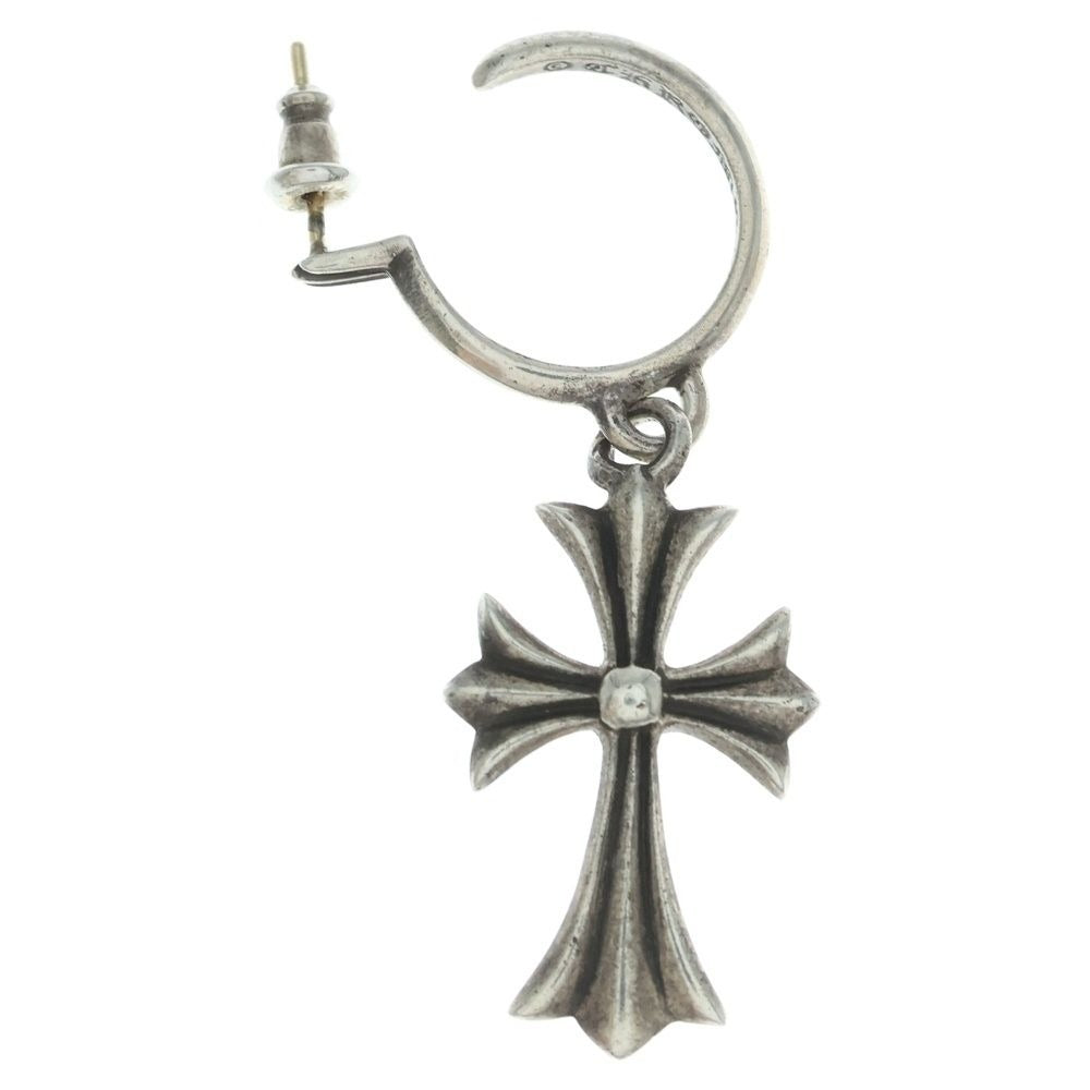 Chrome Hearts Tiny CH Cross Hoop Earrings Silver