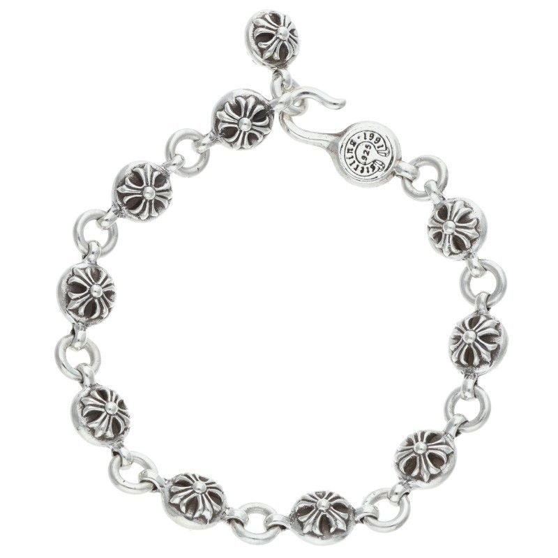 Chrome Hearts No2 Ball 2 Cross Silver Bracelet