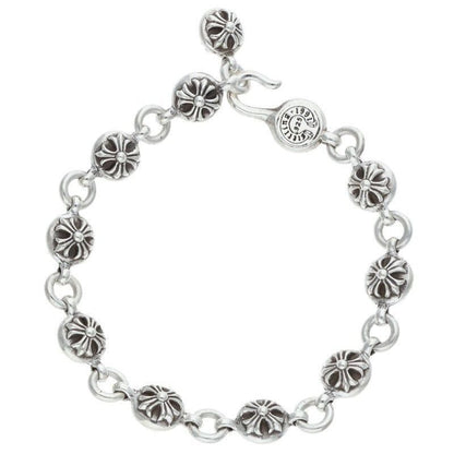 Chrome Hearts No2 Ball 2 Cross Silver Bracelet