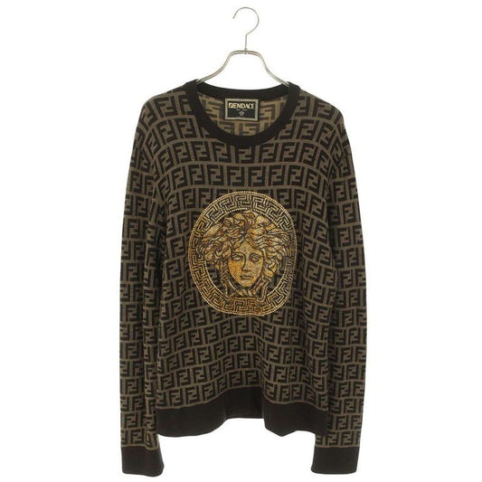 Versace Fendi Zucca Pattern Knit With Medusa Beads Decoration 52