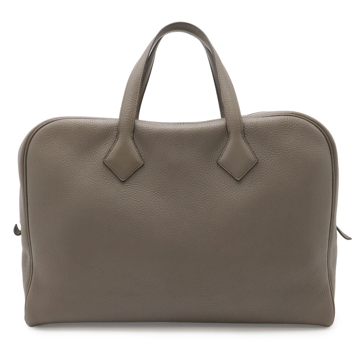 Hermes Victoria 40 Boston Bag Travel Taurillon Clemence Leather Etoupe Grey
