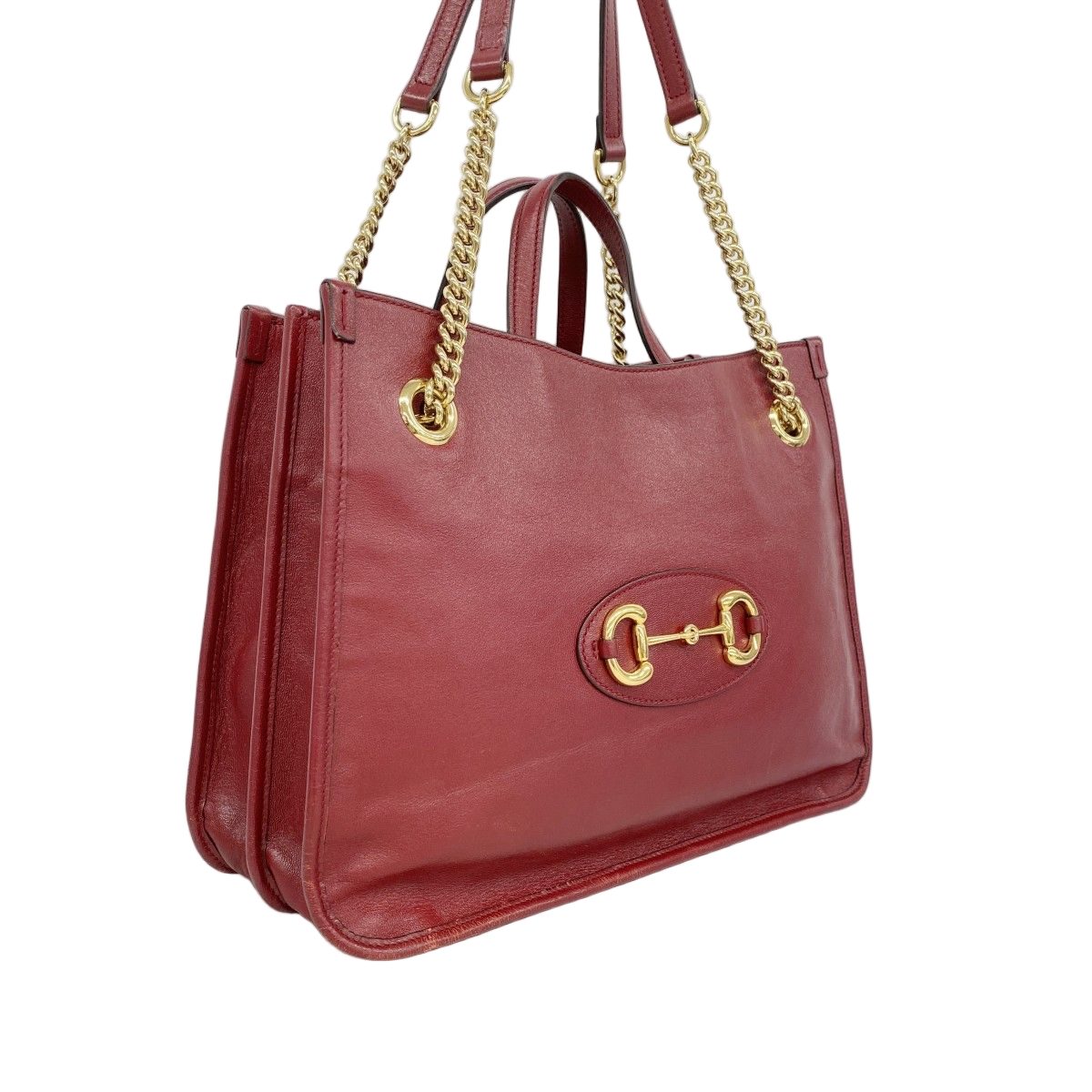 Gucci Tote Horsebit Leather Red Gold 2-Way — view 2