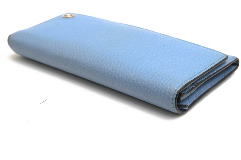 Gucci Long Wallet Ladies Women Leather Genuine Light Blue Light Blue 449279
