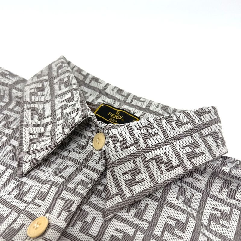 Fendi Polo Shirt Zucca Pattern Polyamide Beige