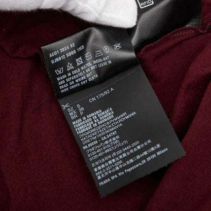 Prada 25SS Triangle Logo Short Sleeve T-shirt Size: S Ujn912 Bordeaux Wine Red