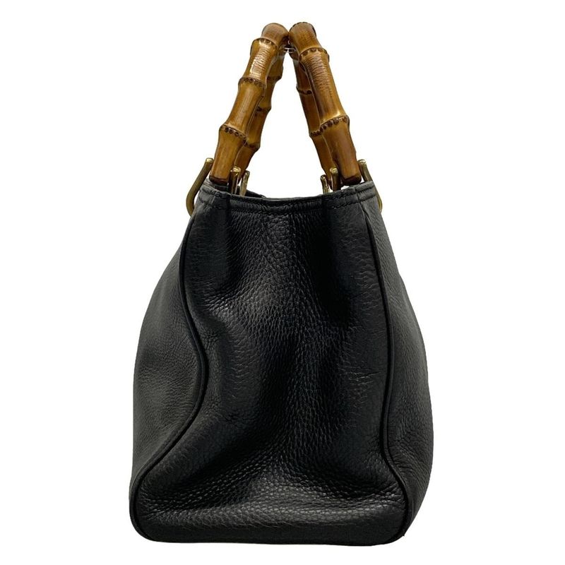 Gucci Bamboo Shopper Tote Bag 323660 Black Leather