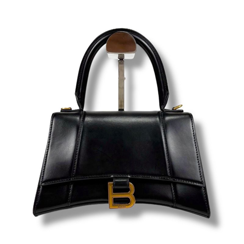 Balenciaga Hourglass 2WAY Mini Shoulder Bag Black Gold Hardware Leather
