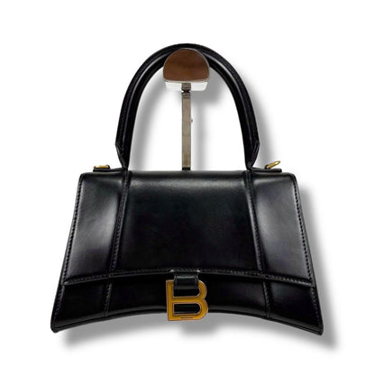 Balenciaga Hourglass 2WAY Mini Shoulder Bag Black Gold Hardware Leather