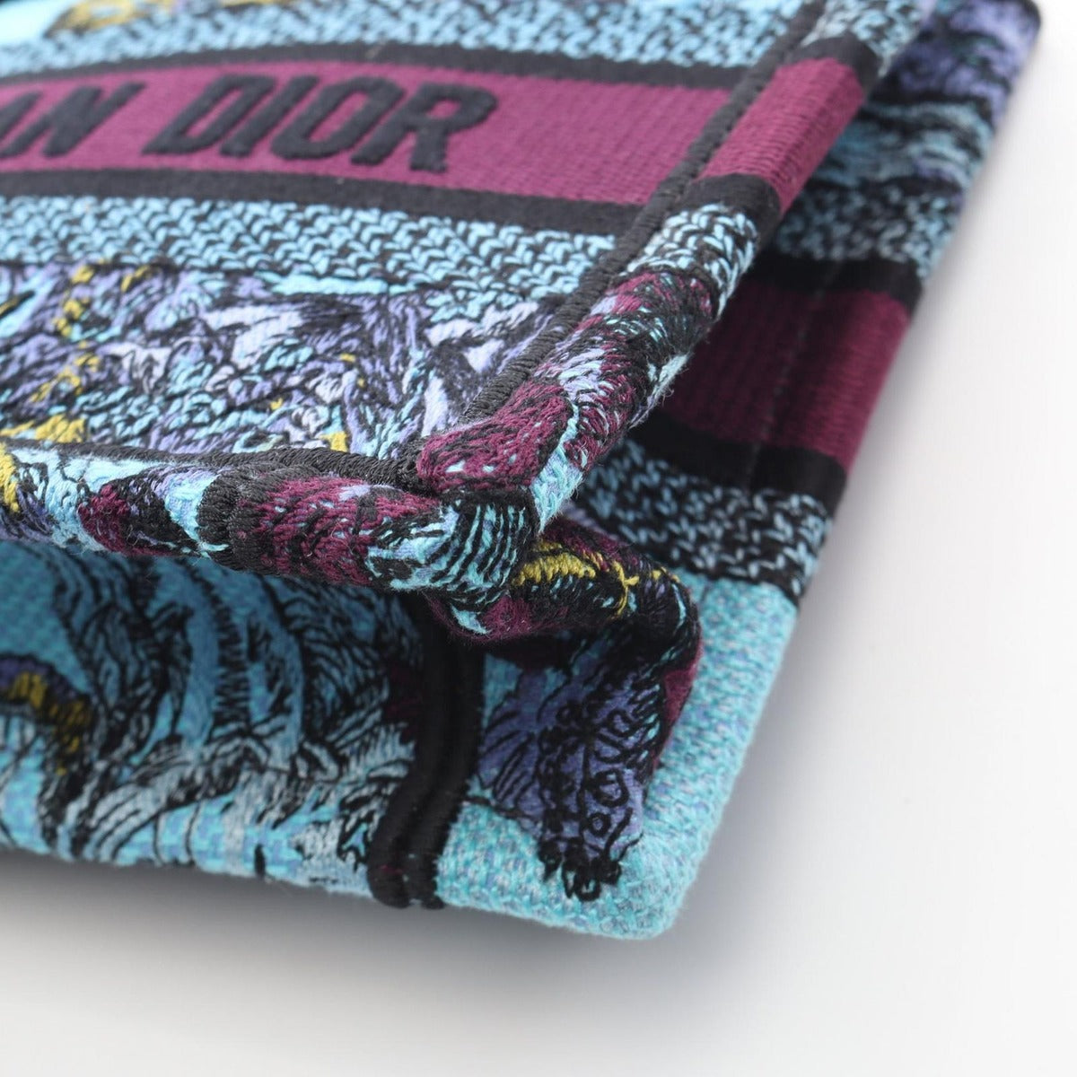 Dior Handbag Book Tote Mini Blue Purple Multi Canvas Multicolor — view 7