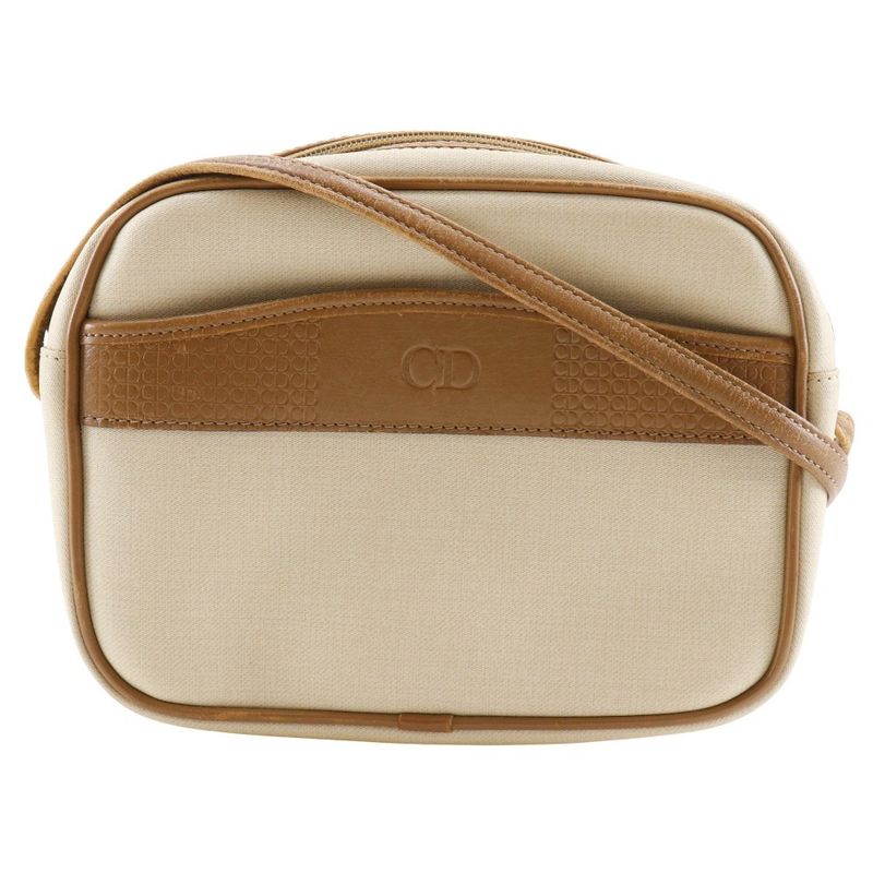 Dior Christian Dior CD Logo Pochette Vintage PVC Beige Women's Shoulder Bag