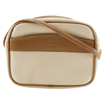 Dior Christian Dior CD Logo Pochette Vintage PVC Beige Women's Shoulder Bag