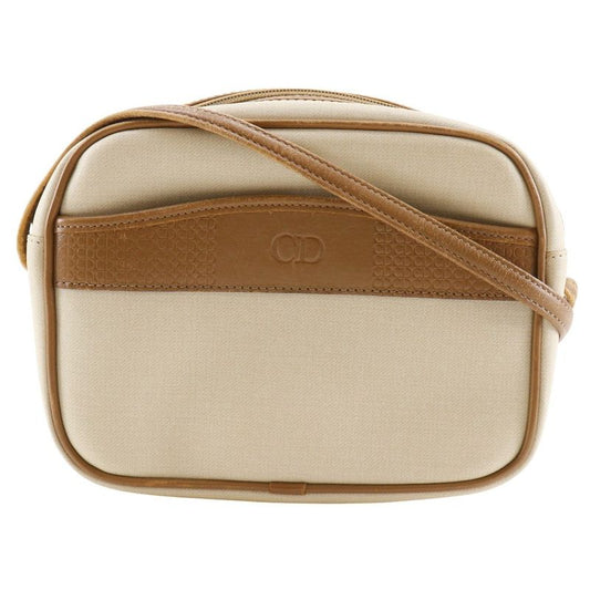 Dior Christian Dior CD Logo Pochette Vintage PVC Beige Women's Shoulder Bag