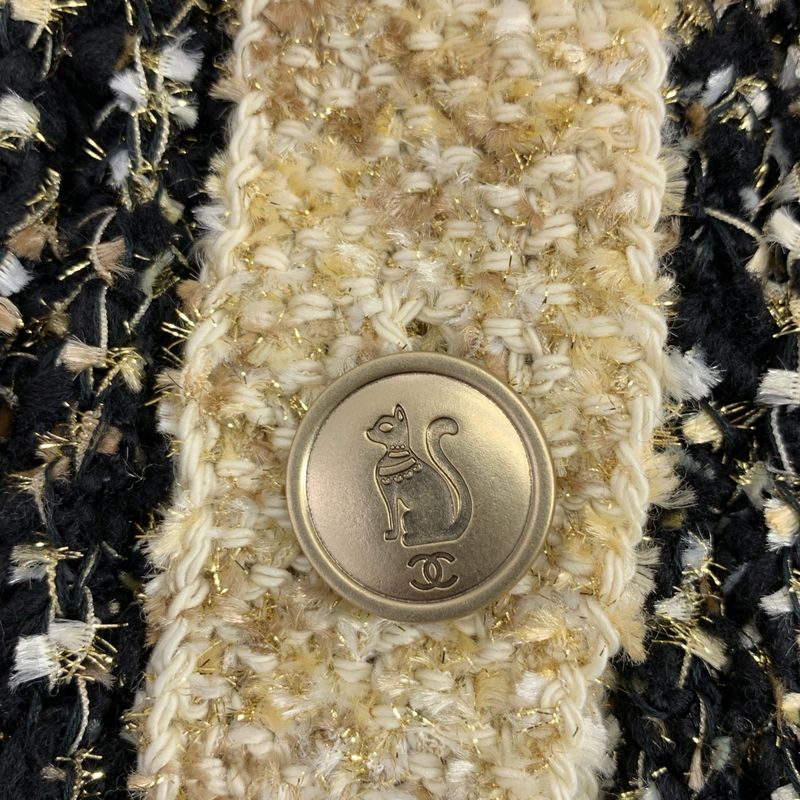 [chanel | 2019aw | Wool Silk Blend Tweed Knit Long Cardigan | 34 | Black Gold