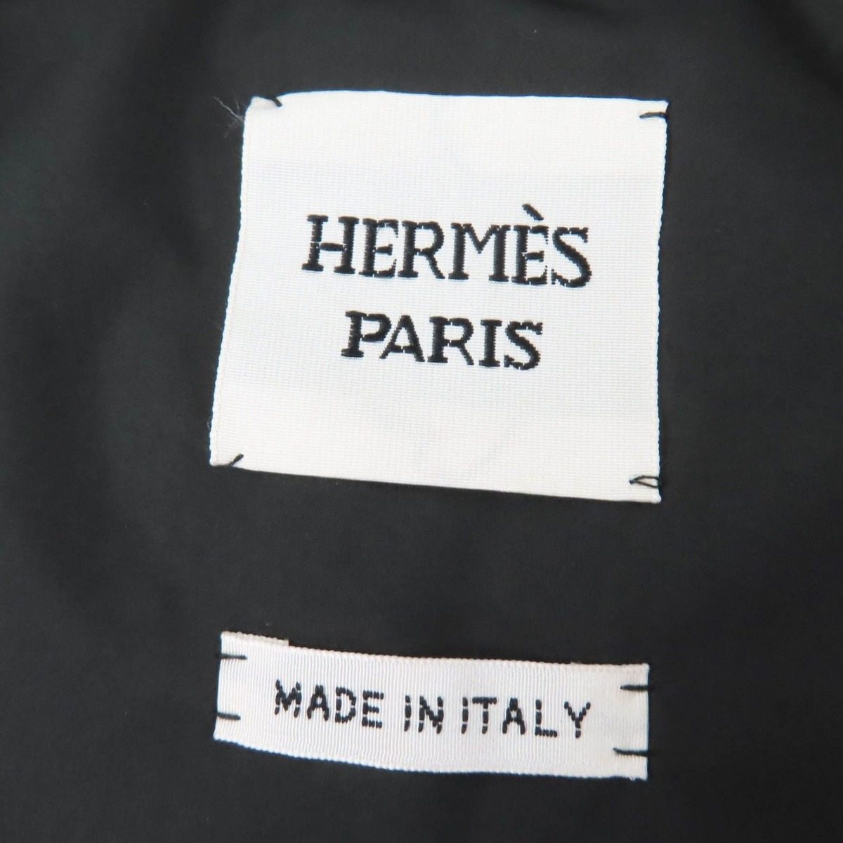 Hermes Logo Rubber Patch Series Button Down Jacket Black 40 — view 8