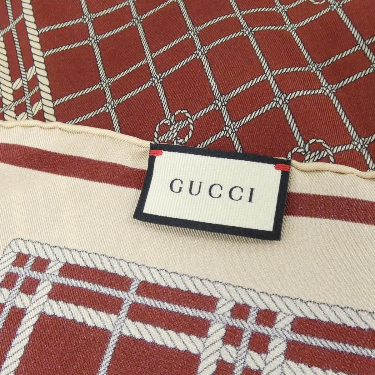 Gucci Maroon and Ivory Printed Scarf — view 2