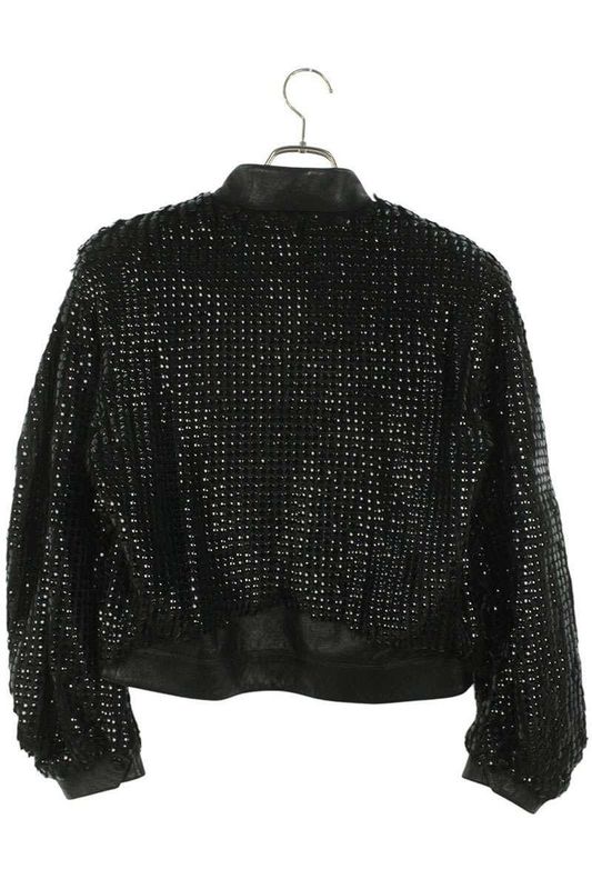 Celine 2e186437e Leather Switch Studded Embellished Rabbit Fur Blouson Women's