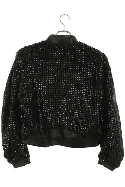 Celine 2e186437e Leather Switch Studded Embellished Rabbit Fur Blouson Women's