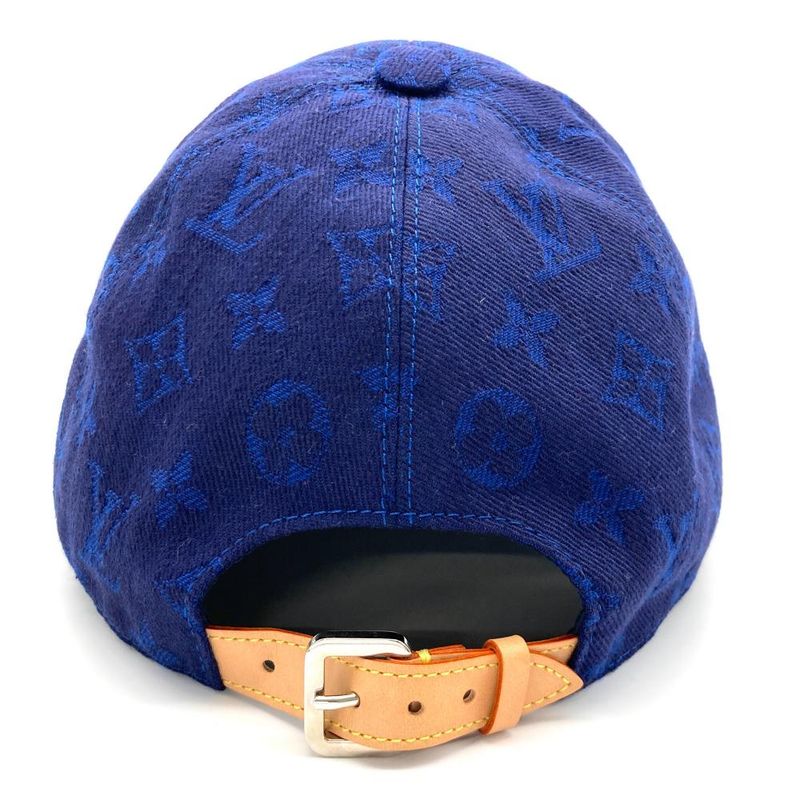 Louis Vuitton Monogram Essential Cap Cotton Polyester M77590 Blue L 60cm