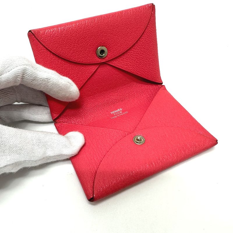Hermes Card Case Calvi Epson Rose Azalea Pink
