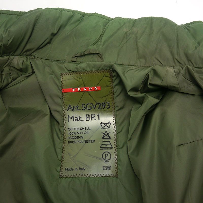 Prada Nylon Jacket Sgv293 Khaki Green Cotton Coat