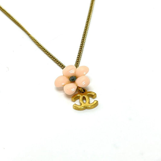 Chanel Necklace CC Logo Flower Camellia Metal Gold