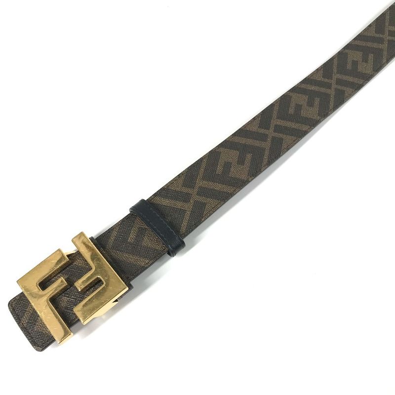 Fendi Belt Zucca Logo Leather Brown