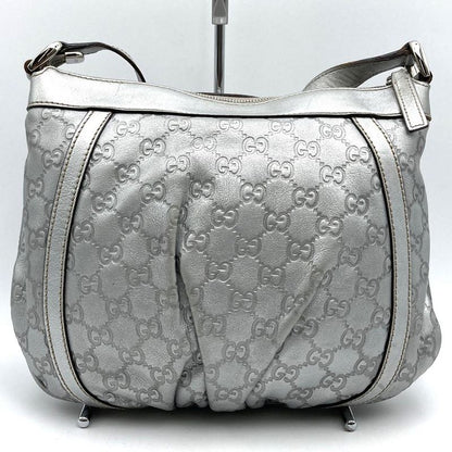Gucci 203257 Shoulder Bag Abby Guccissima Leather Silver Women