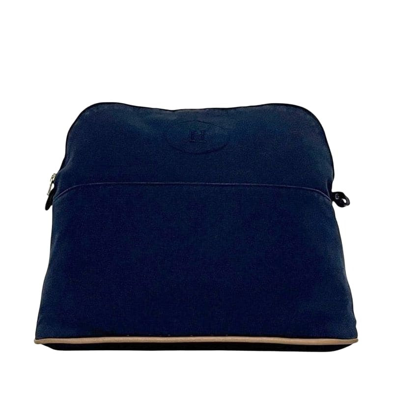 Hermes Pouch GM Navy Bolide Clutch Bag Cotton