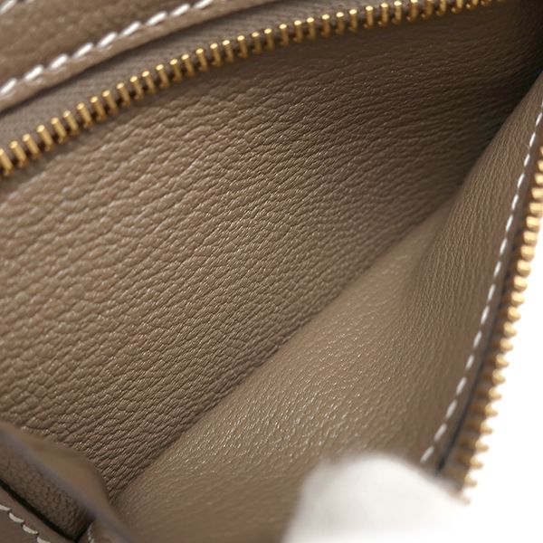 Hermes Trifold Wallet Bearn Combine Chèvre Etoupe Gold Hardware Glazed U