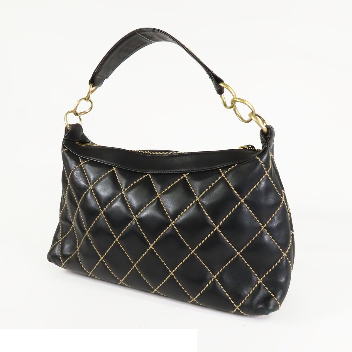 Chanel Wild Stitch Bag Black Gold Leather — view 2