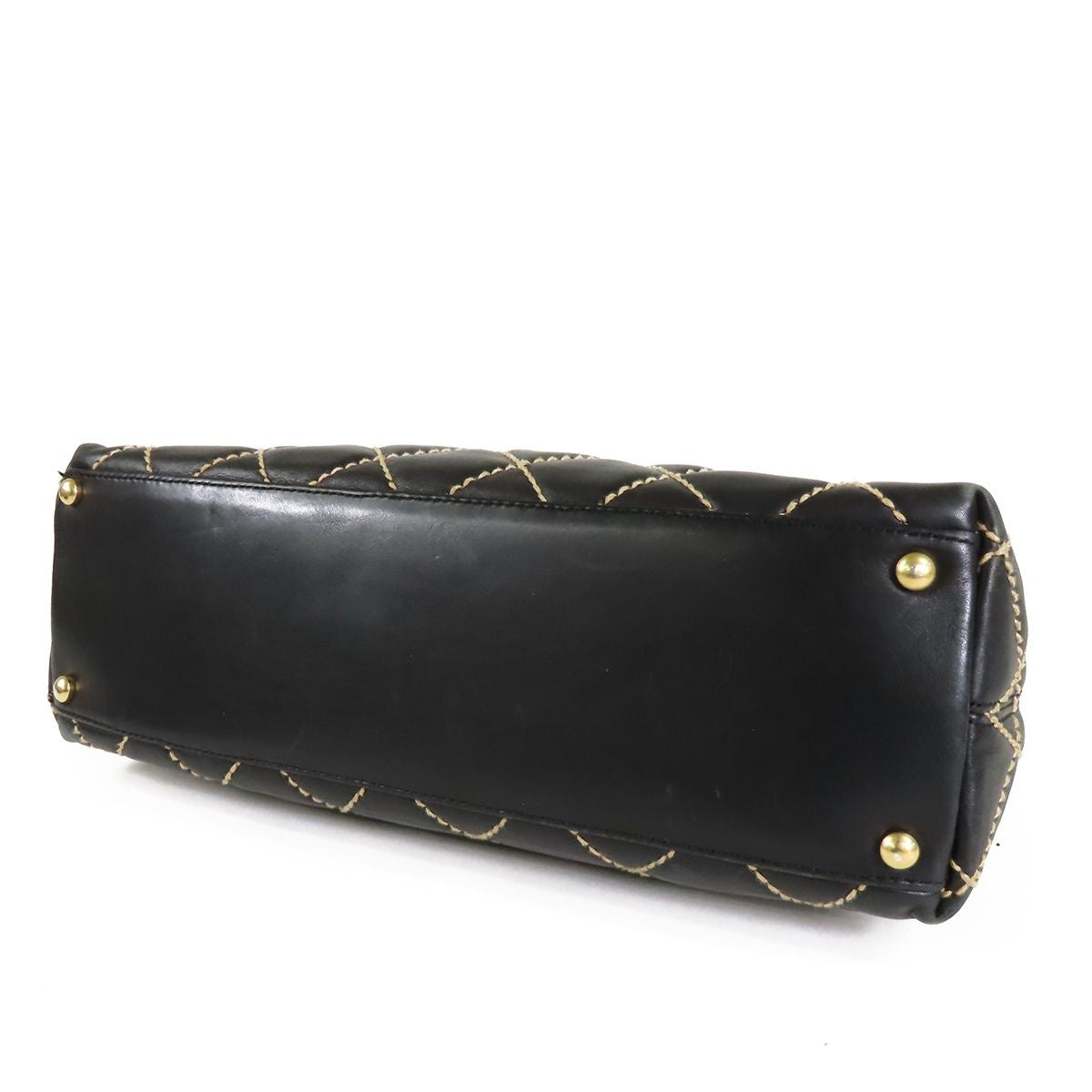 Chanel Wild Stitch Bag Black Gold Leather — view 3