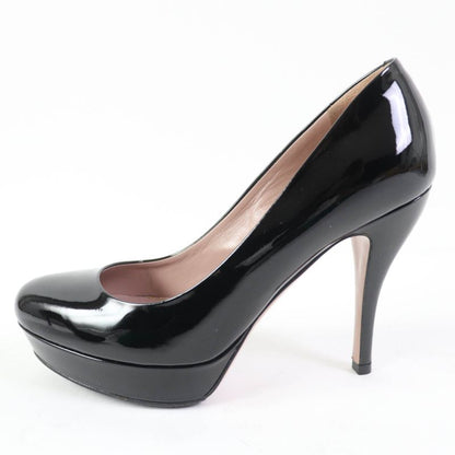 Gucci 309999 Round Toe Patent Leather Pumps Black 35.5 Women