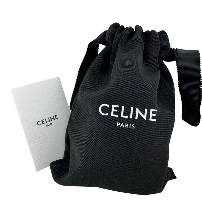 Celine Logo Strap Branded Cell Phone Cell Phone Shoulder Neck Beige Women