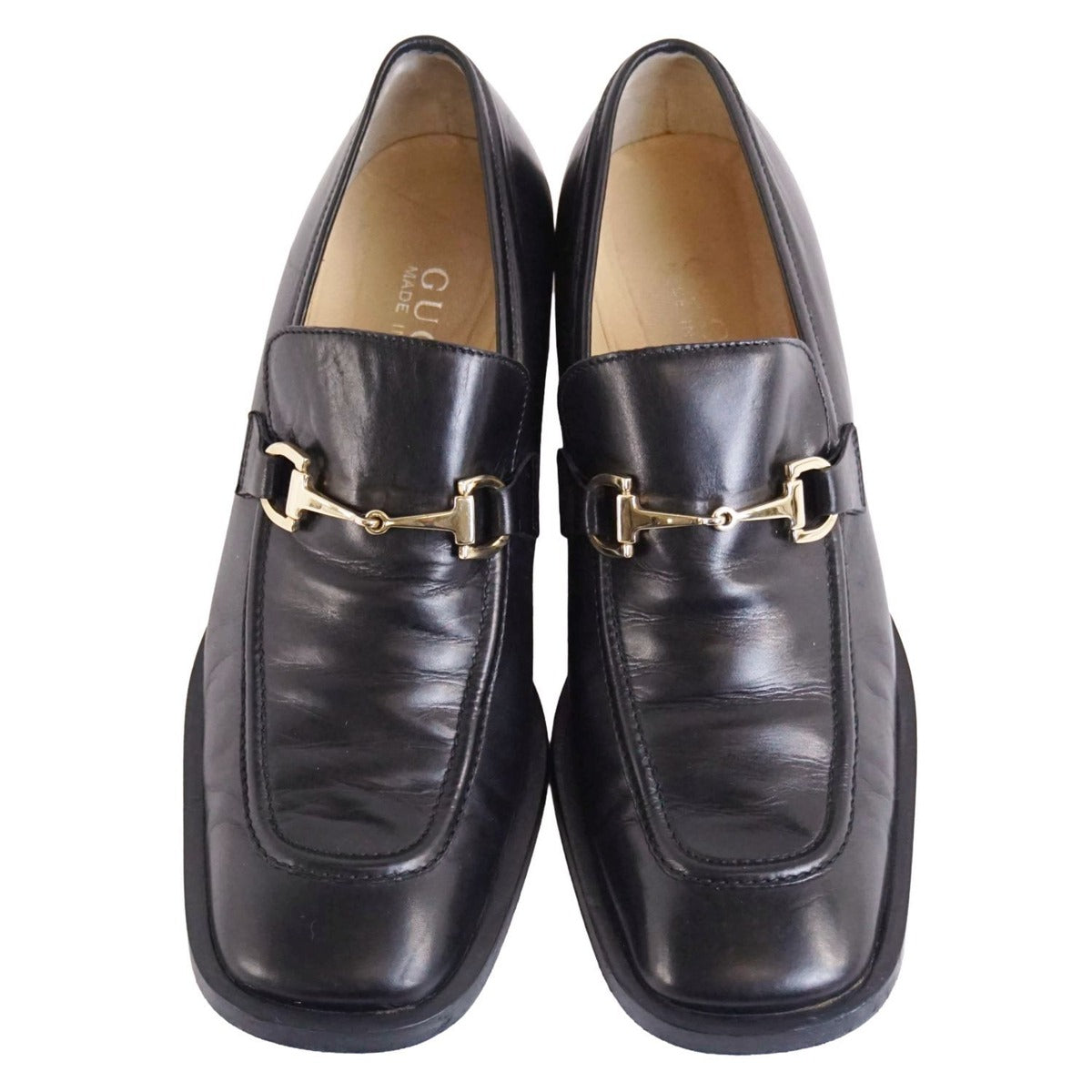 Gucci Vintage Loafers Moccasins Heel Horsebit Gold — view 4