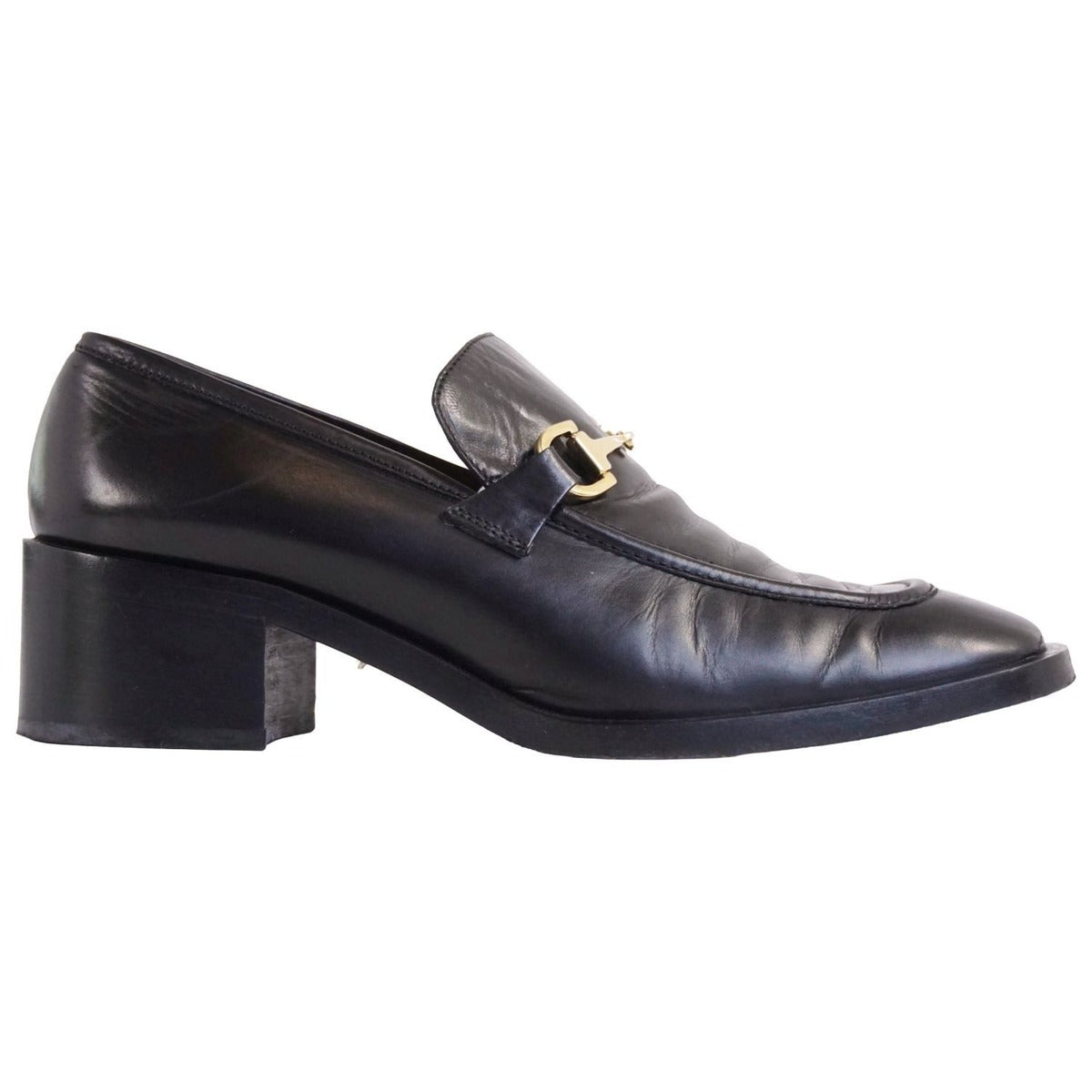 Gucci Vintage Loafers Moccasins Heel Horsebit Gold — view 7