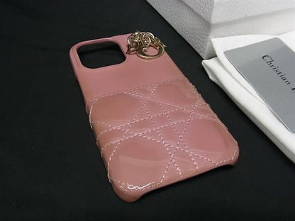 Christian Dior Lady Dior Cannage Patent Leather Iphone14pro Phone Case Pink