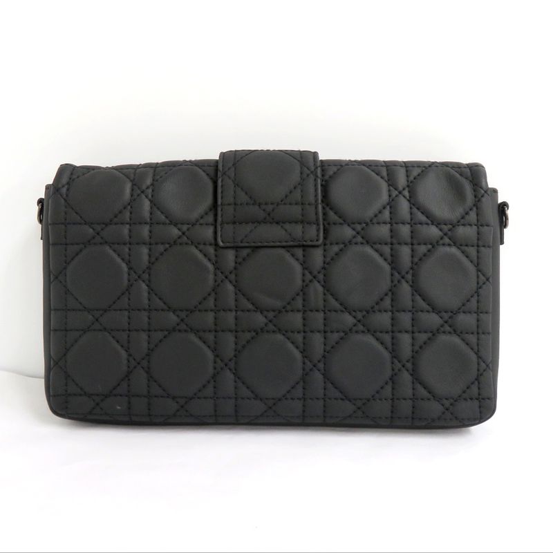 Dior Chain Bag Black Silver Hardware New Rock Canaju Leather Black