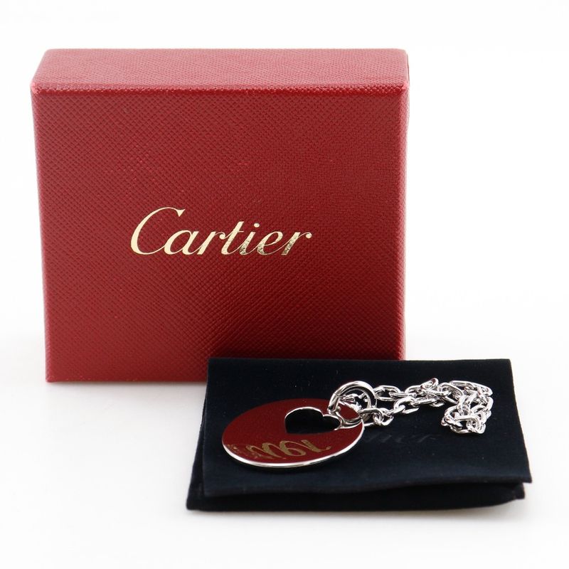 Cartier Heart Bag Charm Metal Silver Ladies Key Holder