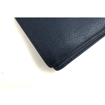 Louis Vuitton Long Wallet Men Leather Navy Portefeuille Brazza Portefeui — view 5