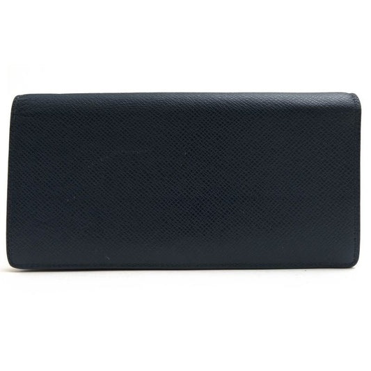 Louis Vuitton Long Wallet Men Leather Navy Portefeuille Brazza Portefeui