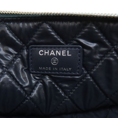 Chanel Coco Mark Bicolor Clutch Bag Leather Women