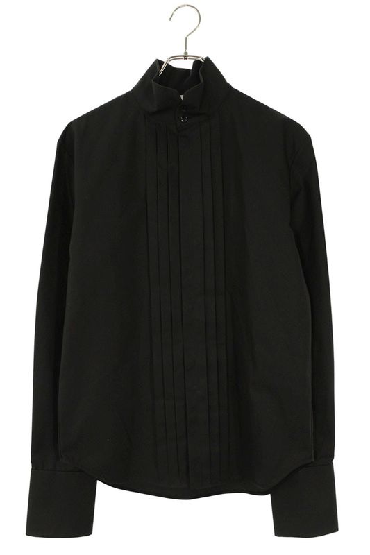 Saint Laurent Paris 780094 Y1h68 Pleated Stand Collar Long Sleeve Shirt Women 36