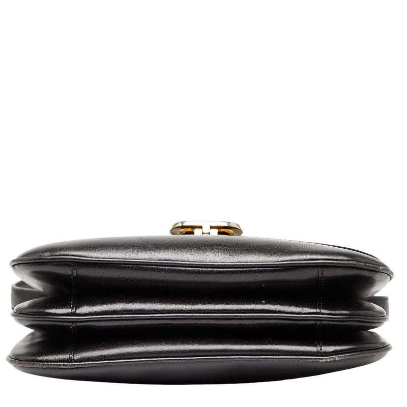 Celine Triomphe Crossbody Shoulder Bag Black Leather Women's Celine