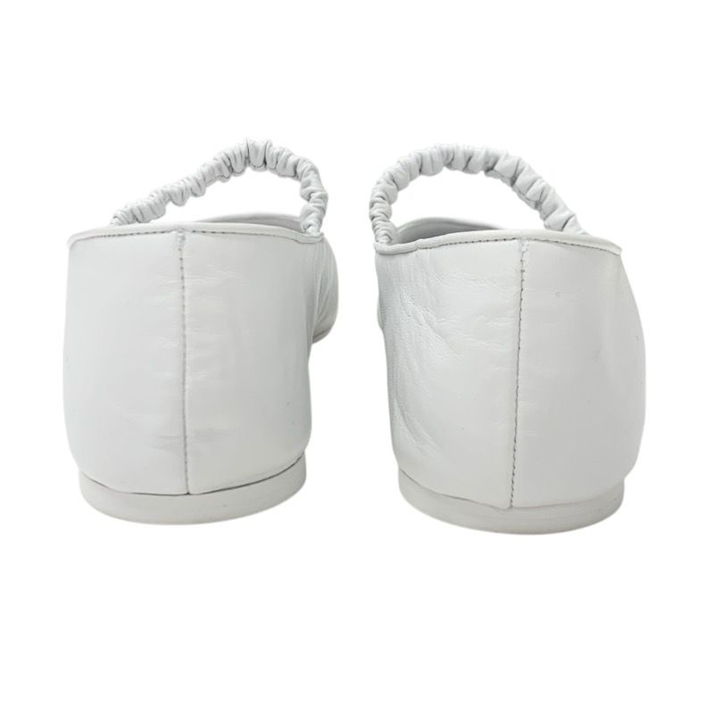 Chanel Flat Shoes Leather Fabric White Black White Mary Jane Here Mark Ballet