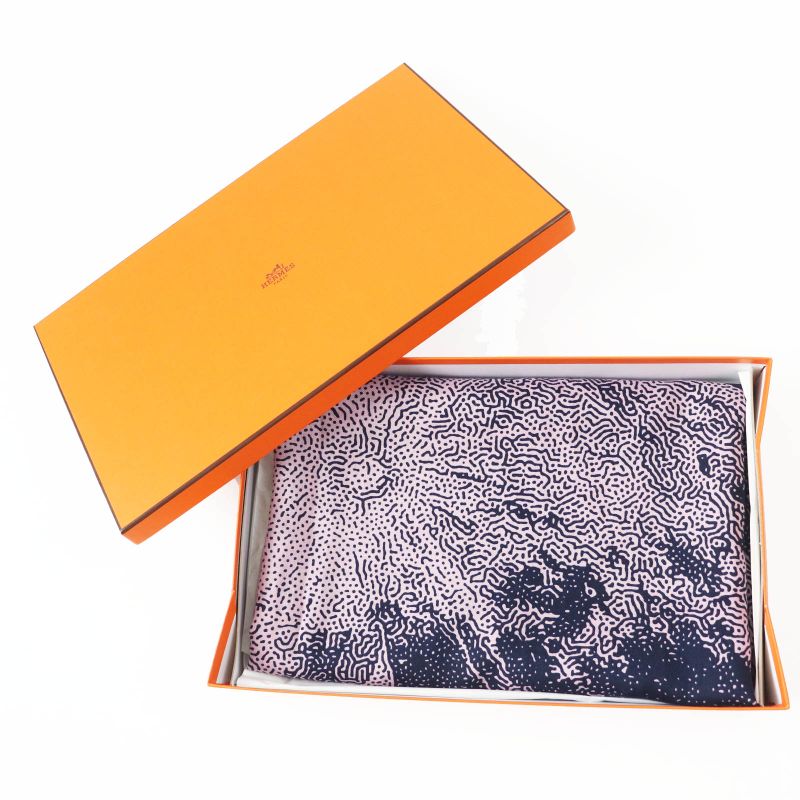 Hermes Carre Geant Clair DE LUNE Cles De Lune Cashmere Silk Large Scarf /